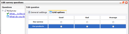 Creating a grid question