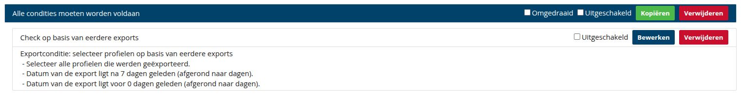 Voorbeeld van een selectie op basis van een
sms-campagne