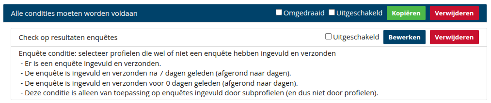 Voorbeeld van een selectie op basis van een
sms-campagne