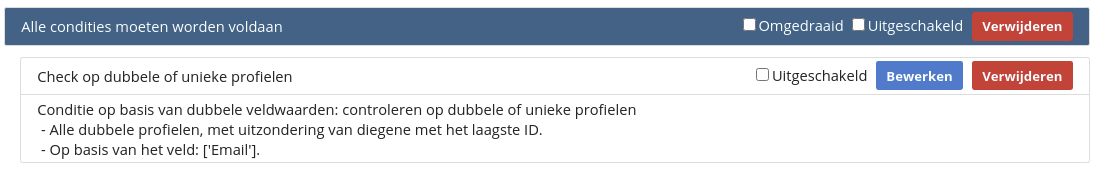 Voorbeeld van een selectie op basis van een uniek
profiel